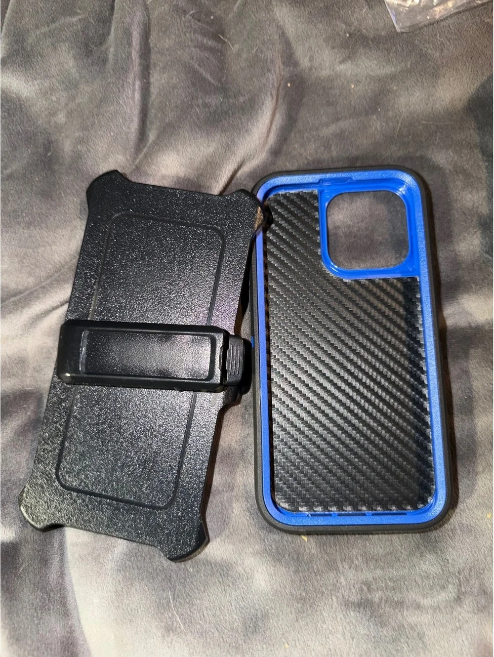 Rugged Black & Blue Phone Case with Belt Clip &Kick stand